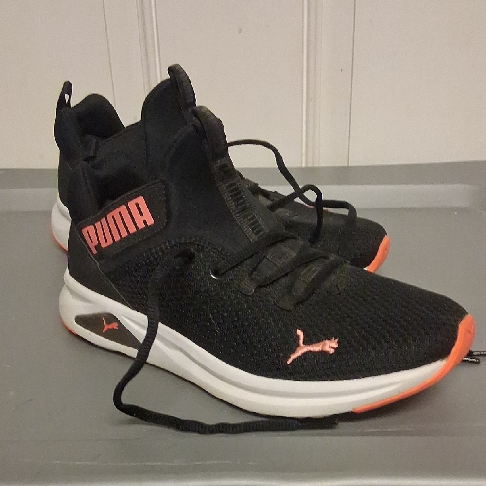 Puma Black Sneakers with Red Highlights